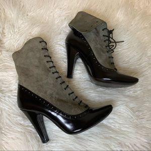 Marc Jacobs Black Ankle Boots with Taupe Suede
